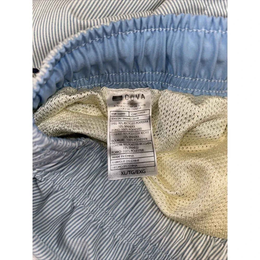 Cova swim trunks men's XL light blue‎ and white pinstripe